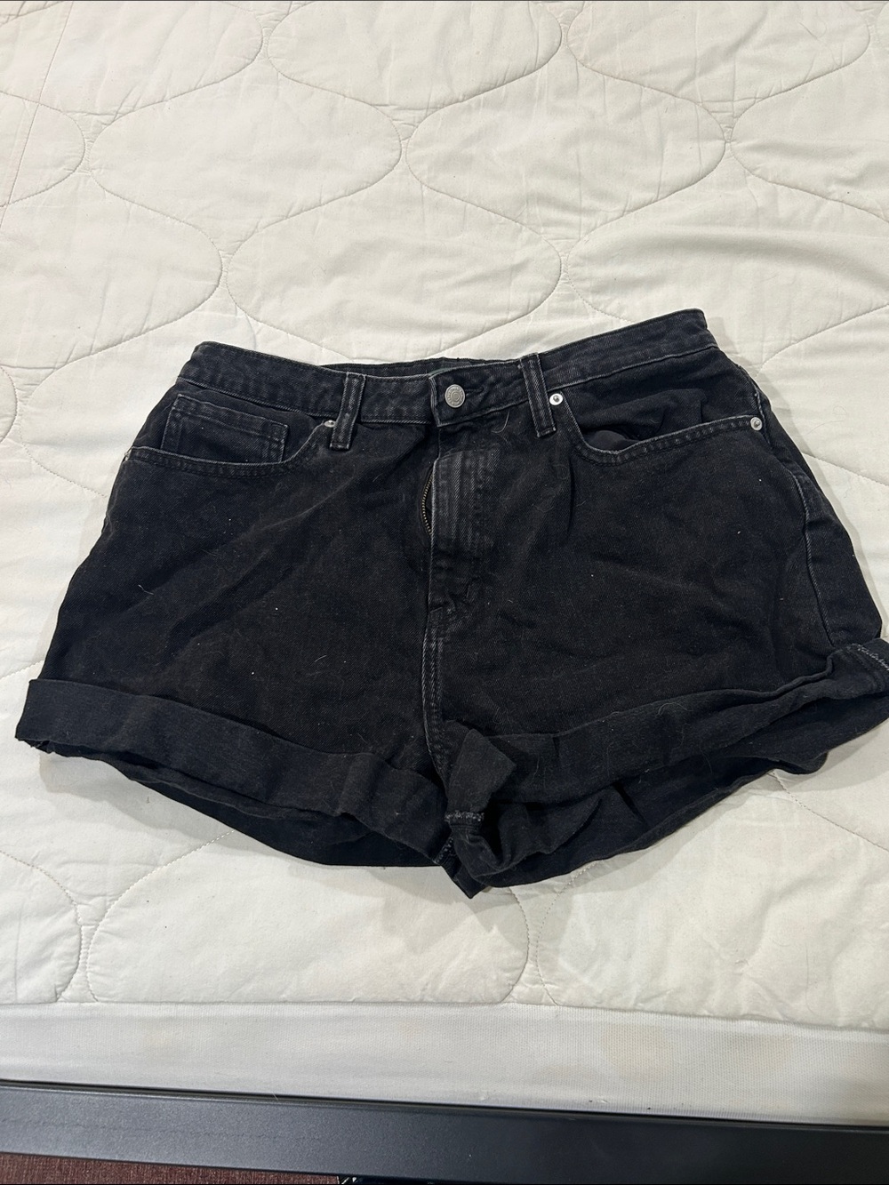 wild fable Black High-Rise Cuffed Denim Shorts